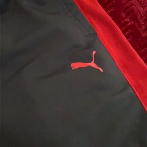 Grey and red puma joggers